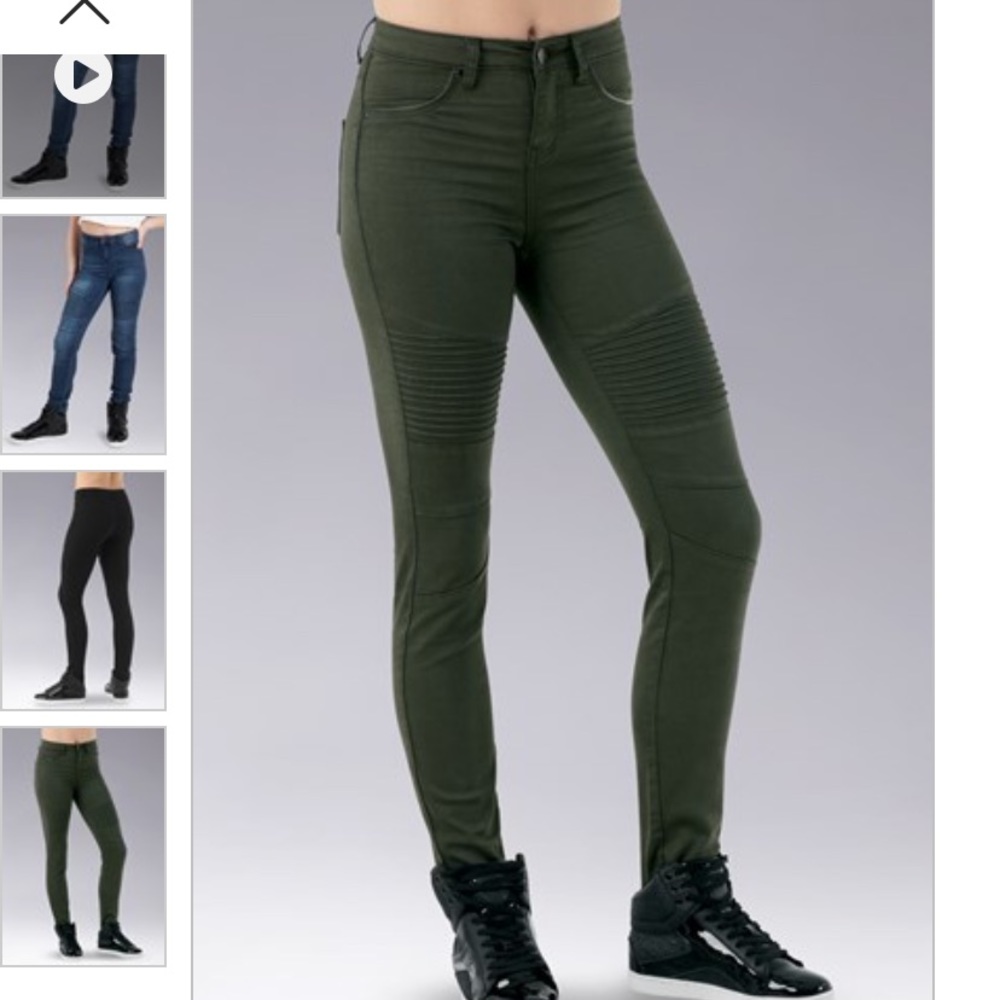 Mid-Rise Denim Moto Jeggings
